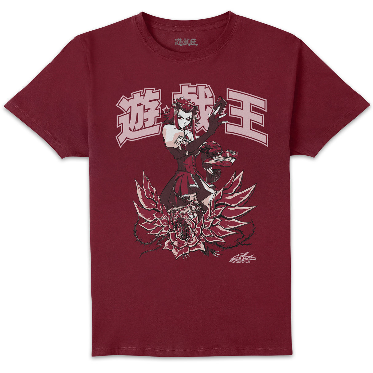 Black Rose Dragon And Akiza T-Shirt - Burgundy
