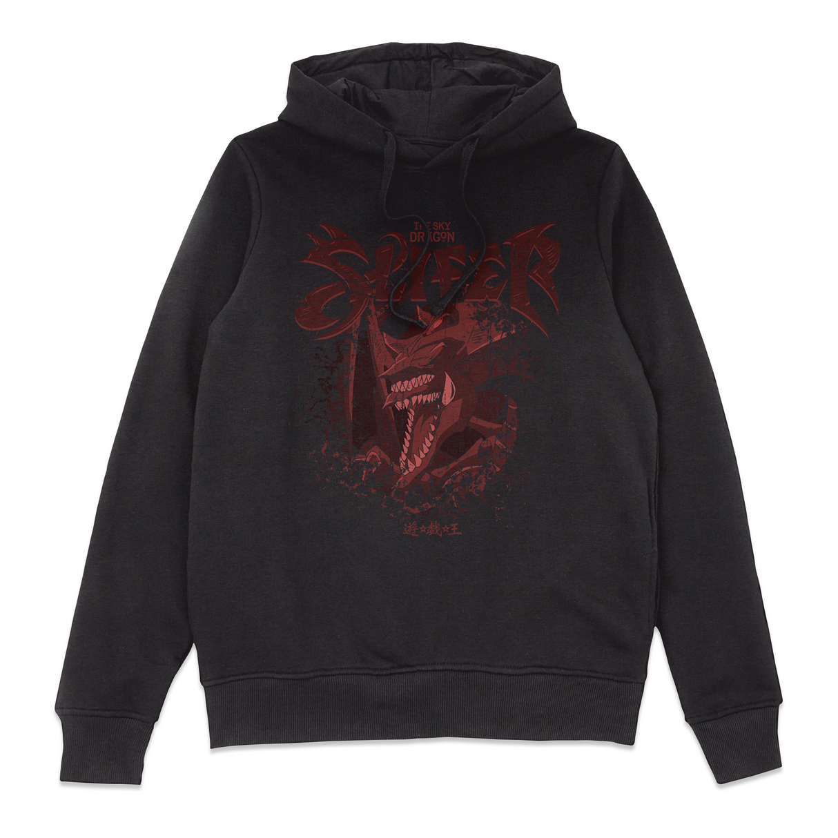 Slifer The Sky Dragon Textured Hoodie - Black