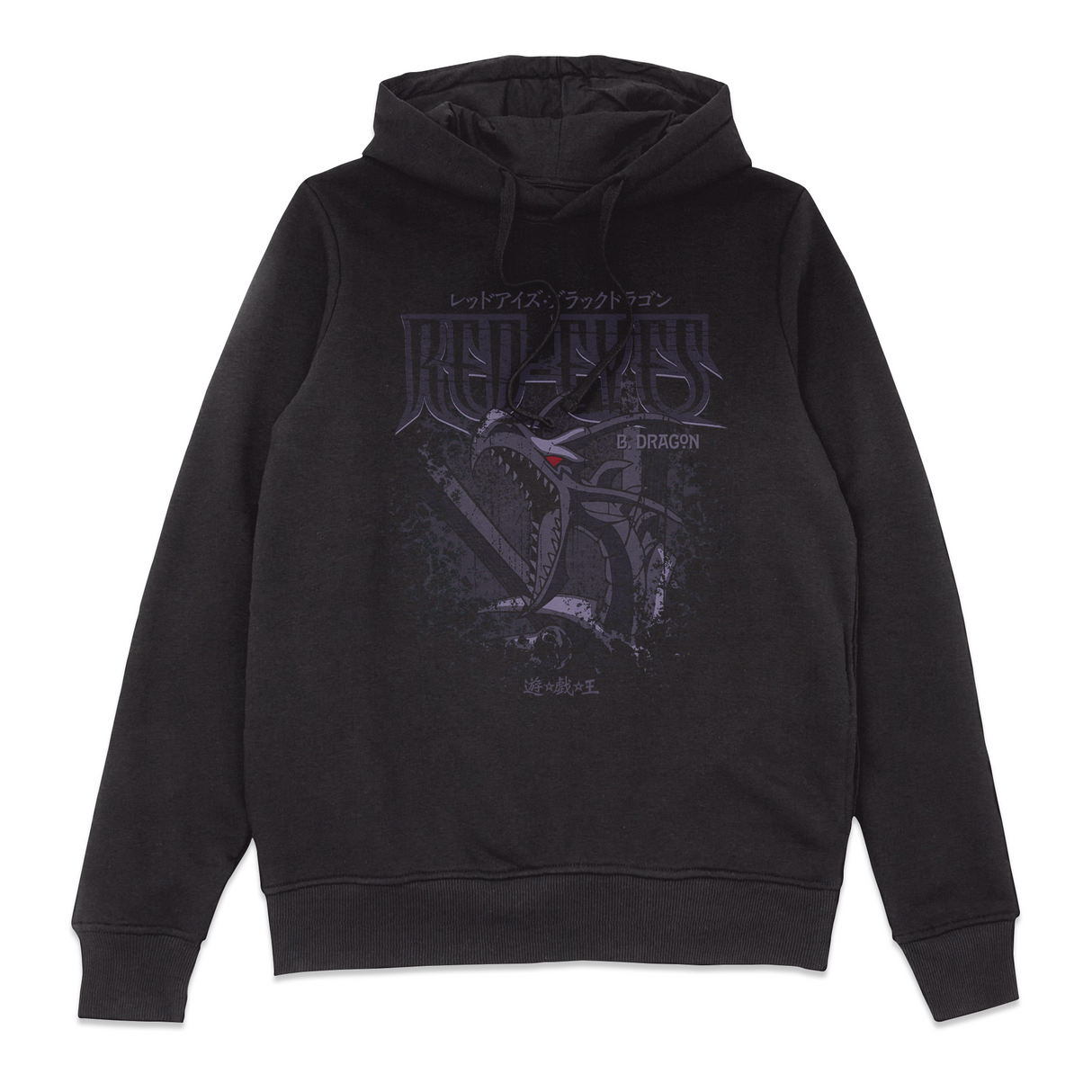 Red-Eyes Black Dragon Textured Hoodie - Black