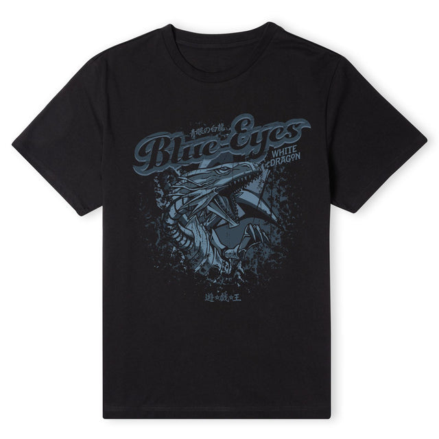 Yu-Gi-Oh Blue Eyes White Dragon Textured Men's T-Shirt - Black 