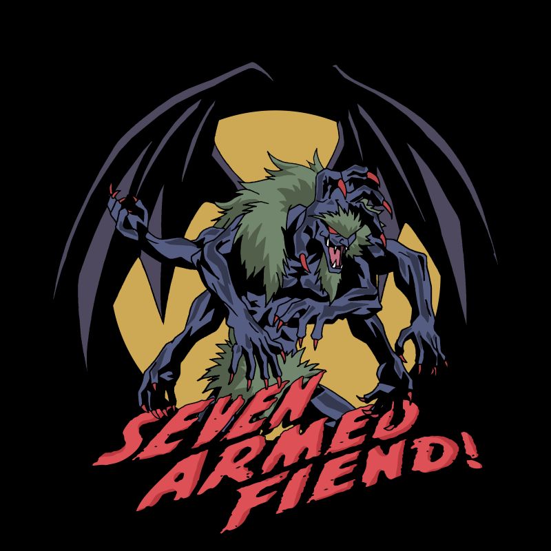Seven Armed Fiend Halloween Edition T-Shirt - Black